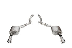 Ford Mustang Performance Exhaust - Dual Rear Exit - CORSA Performance - Sport Axle-Back, 4.5in Polished Pro-Series Tips, No Drone RSC Technology - Polished - `24-`25